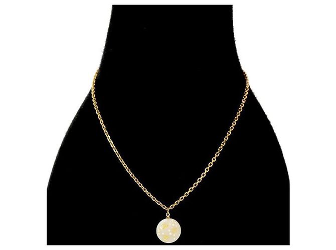 Chanel Goldkette mit CC-Perlenanhänger Weiß - Ansicht 5