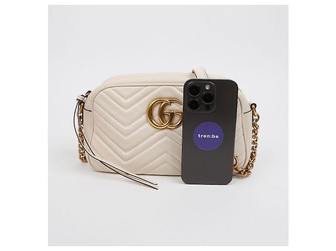 Gucci Borsa a tracolla Small Matelassé in pelle GG Marmont White Bianco - vista 11