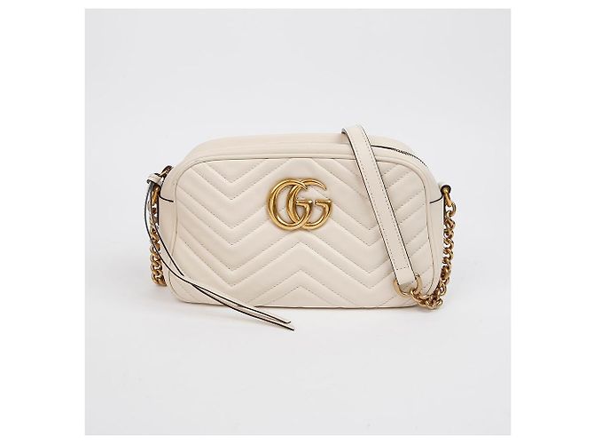 Gucci Borsa a tracolla Small Matelassé in pelle GG Marmont White Bianco - vista 2
