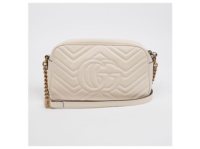 Gucci Borsa a tracolla Small Matelassé in pelle GG Marmont White Bianco - vista 5