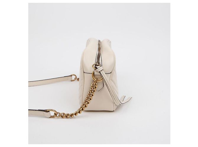 Gucci Borsa a tracolla Small Matelassé in pelle GG Marmont White Bianco - vista 7