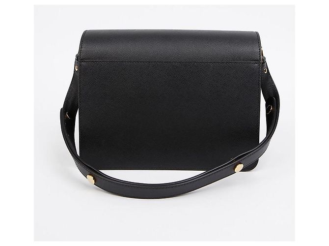 Marni Borsa a tracolla Trunk Medium in pelle Saffiano Nera Nero - vista 3