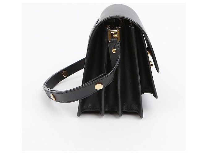Marni Borsa a tracolla Trunk Medium in pelle Saffiano Nera Nero - vista 4