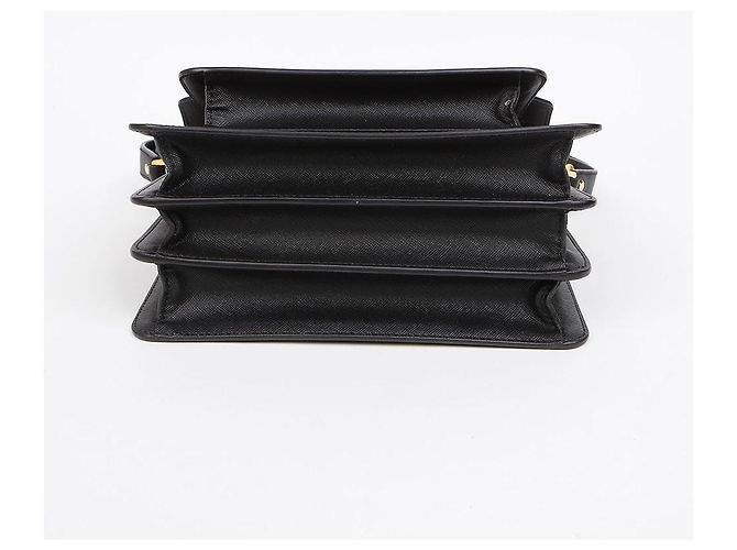 Marni Borsa a tracolla Trunk Medium in pelle Saffiano Nera Nero - vista 6