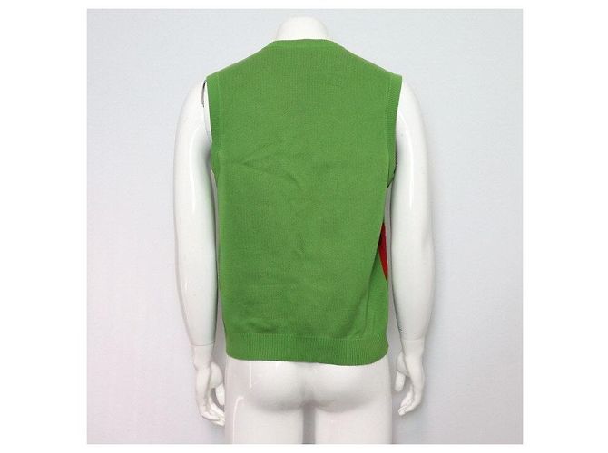 Gucci Herren-Strickweste aus Baumwolle mit Logo und grünem Argyle-Muster - Ansicht 4