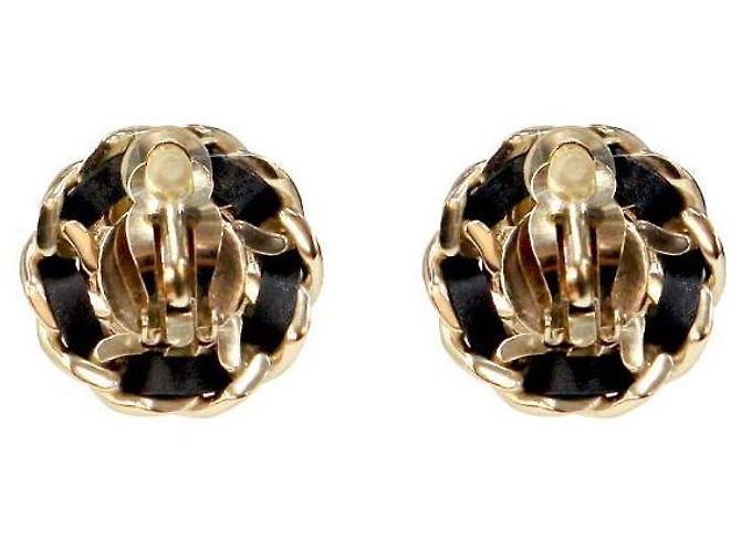 Chanel Pendientes redondos CC Gold Negro - vista 3
