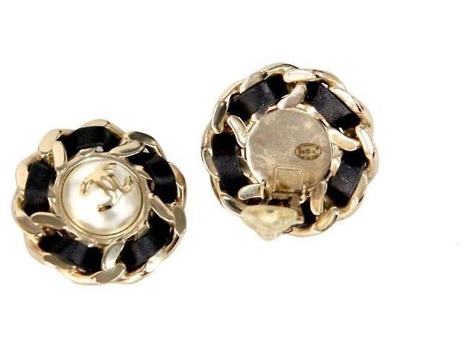Chanel Pendientes redondos CC Gold Negro - vista 4