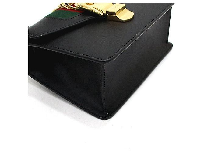 Gucci Black Leather Mini Sylvie Shoulder Bag and Crossbody - view 10
