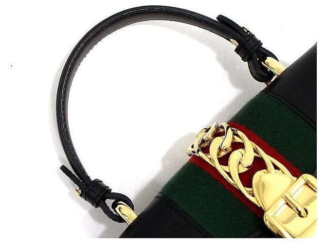 Gucci Black Leather Mini Sylvie Shoulder Bag and Crossbody - view 11