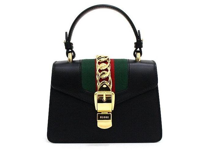 Gucci Black Leather Mini Sylvie Shoulder Bag and Crossbody - view 2