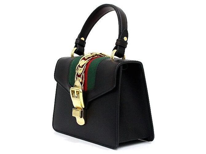 Gucci Black Leather Mini Sylvie Shoulder Bag and Crossbody - view 3