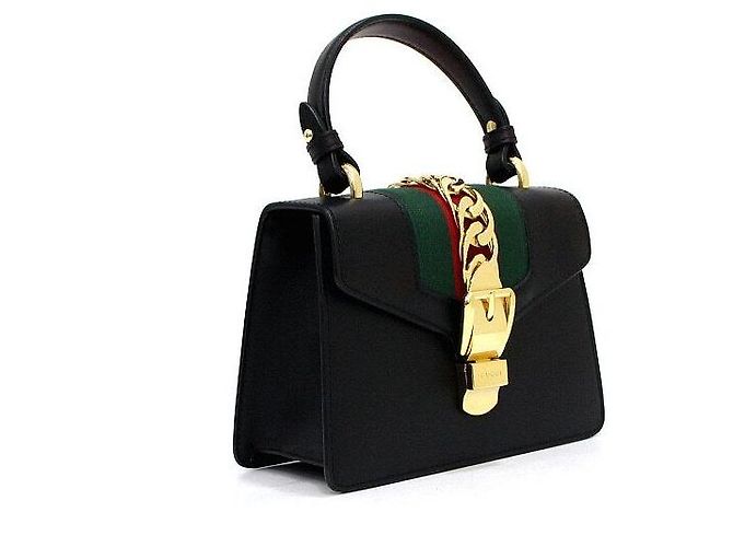 Gucci Black Leather Mini Sylvie Shoulder Bag and Crossbody - view 4