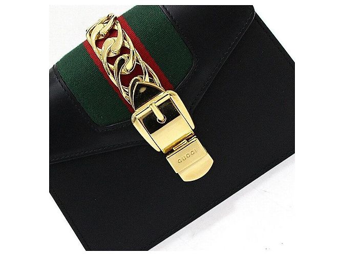 Gucci Black Leather Mini Sylvie Shoulder Bag and Crossbody - view 8