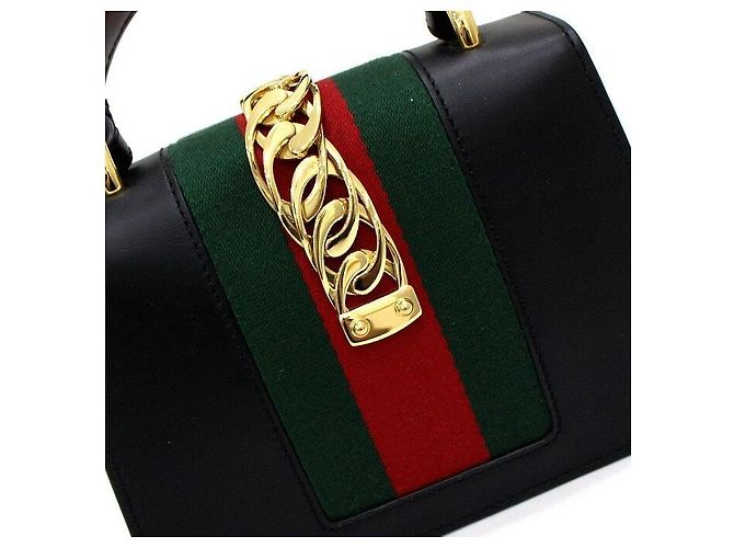 Gucci Black Leather Mini Sylvie Shoulder Bag and Crossbody - view 9