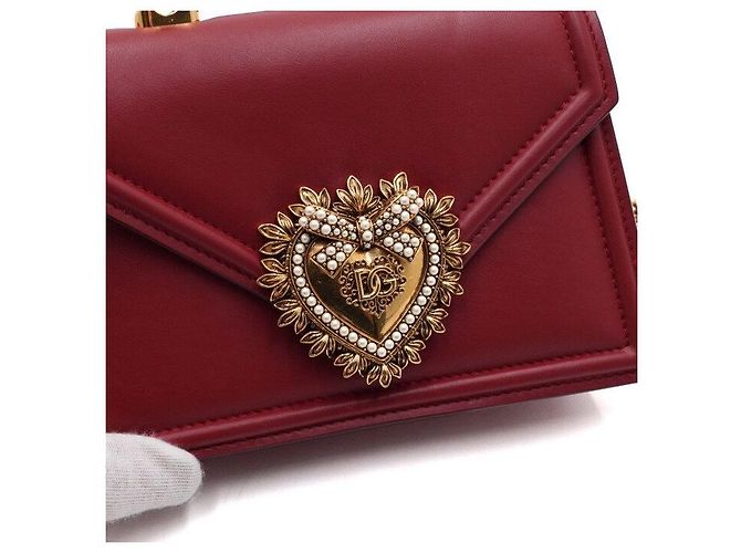Dolce & Gabbana Picca borsa Devotion con manico superiore e logo cuore in vitello rosso - vista 10