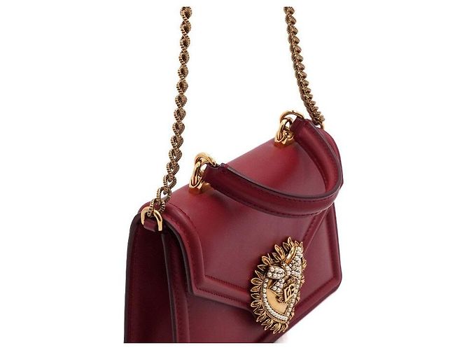 Dolce & Gabbana Picca borsa Devotion con manico superiore e logo cuore in vitello rosso - vista 11