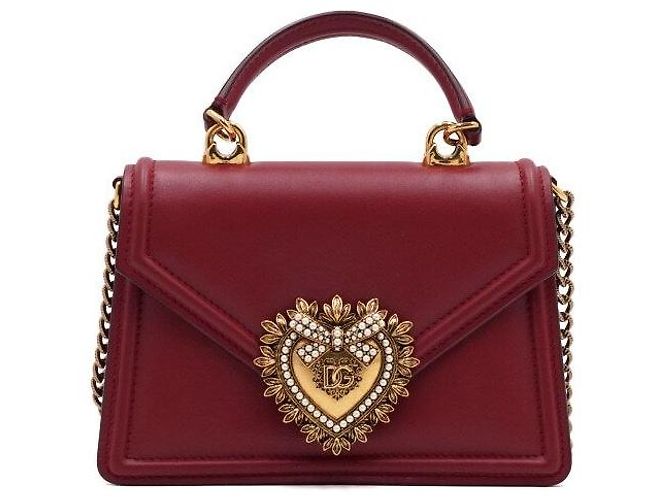 Dolce & Gabbana Picca borsa Devotion con manico superiore e logo cuore in vitello rosso - vista 2