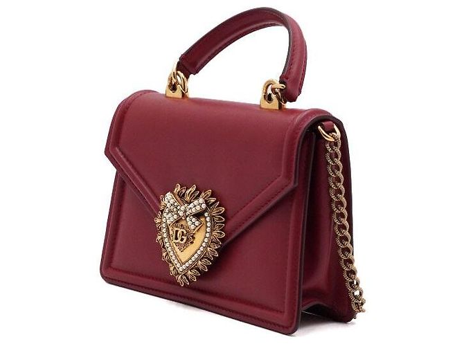 Dolce & Gabbana Picca borsa Devotion con manico superiore e logo cuore in vitello rosso - vista 3
