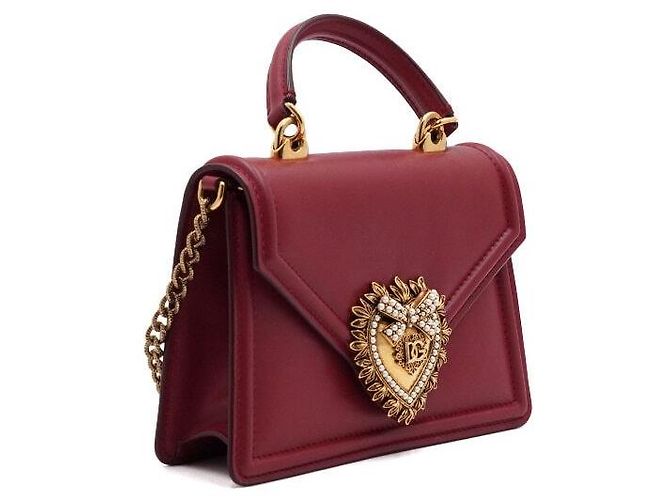 Dolce & Gabbana Picca borsa Devotion con manico superiore e logo cuore in vitello rosso - vista 4