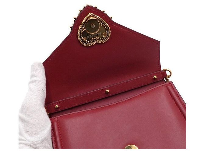 Dolce & Gabbana Picca borsa Devotion con manico superiore e logo cuore in vitello rosso - vista 6