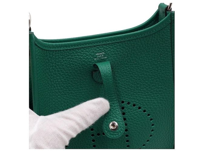 Hermès Borsa a tracolla e crossbody Evelyne TPM Amazon Vert Vertigo Clémence Silver Argento - vista 7