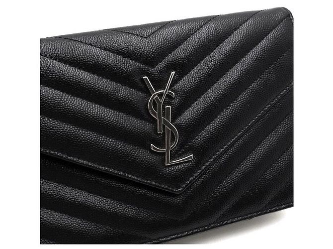 Saint Laurent Borsa a tracolla Monogram Envelope Cassandre WOC Black Gold Chain - vista 10