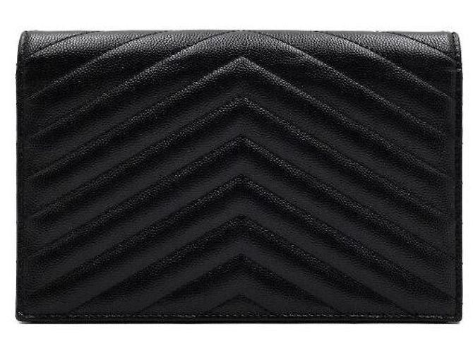 Saint Laurent Borsa a tracolla Monogram Envelope Cassandre WOC Black Gold Chain - vista 5