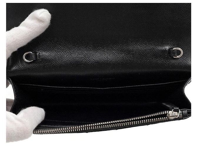 Saint Laurent Borsa a tracolla Monogram Envelope Cassandre WOC Black Gold Chain - vista 6