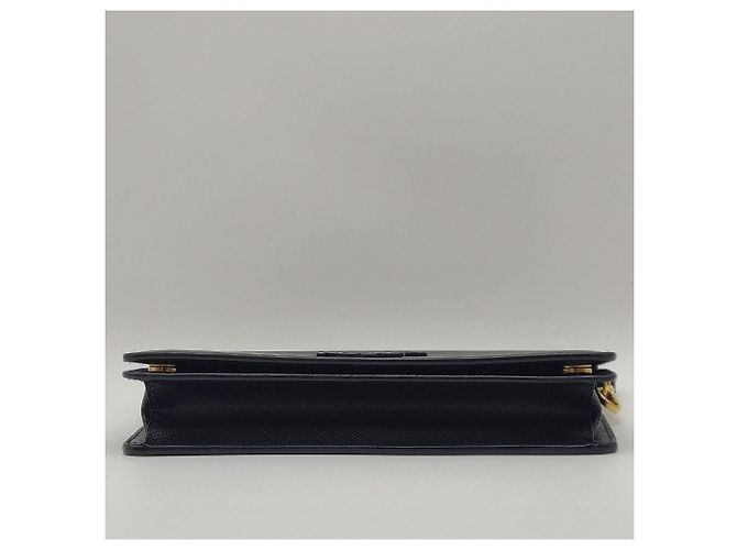 Prada Borsa crossbody Saffiano Shine Strap con catena Nero - vista 10