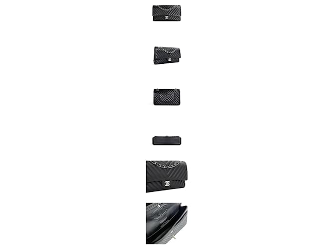 Chanel Borsa a Tracolla Classic Medium Hardware Argento Nero - vista 2