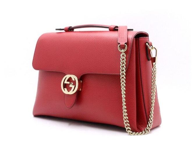 Gucci Borsa a tracolla e a spalla rossa con manico e catena Interlocking GG - vista 2