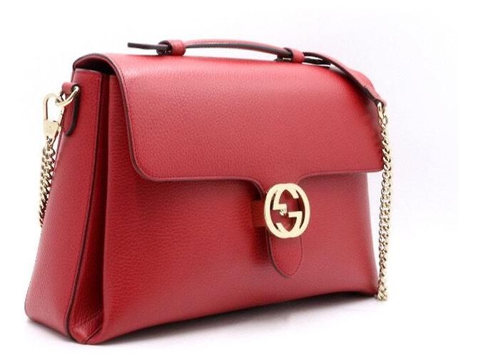 Gucci Borsa a tracolla e a spalla rossa con manico e catena Interlocking GG - vista 3