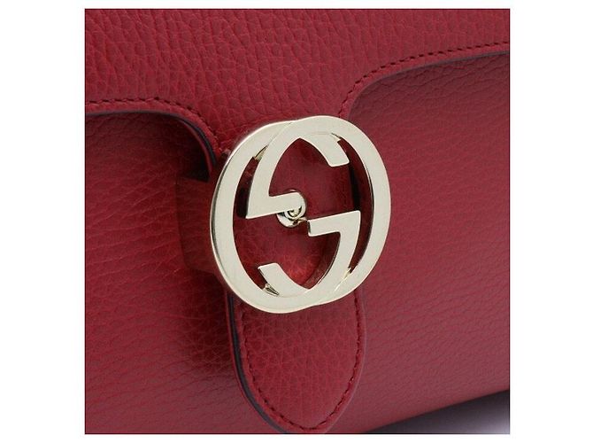 Gucci Borsa a tracolla e a spalla rossa con manico e catena Interlocking GG - vista 4