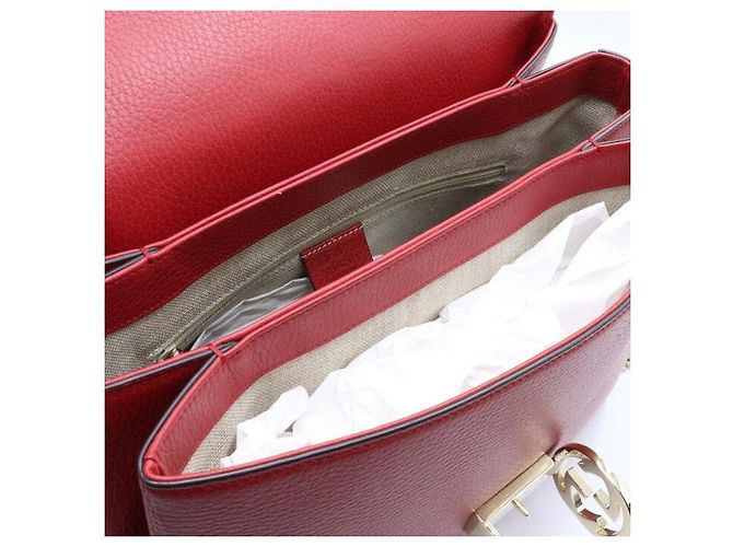 Gucci Borsa a tracolla e a spalla rossa con manico e catena Interlocking GG - vista 6