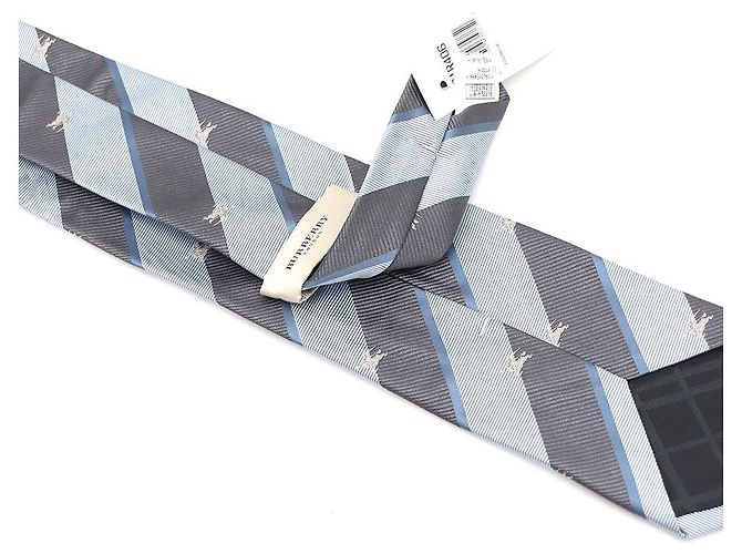 Cravatta Burberry in seta blu - vista 5