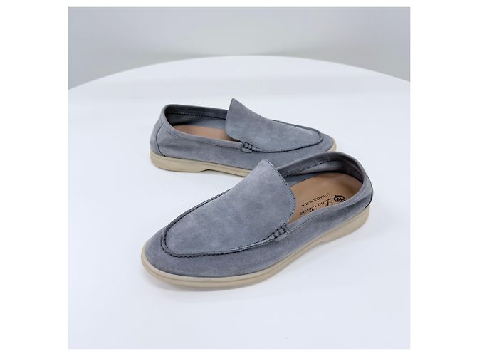 Loro Piana Mocassini in camoscio Summer Walk Grigio Marrone - vista 3