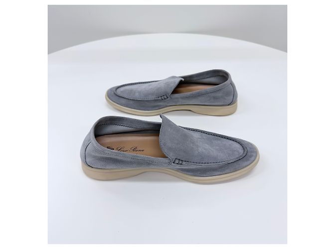 Loro Piana Mocassini in camoscio Summer Walk Grigio Marrone - vista 4