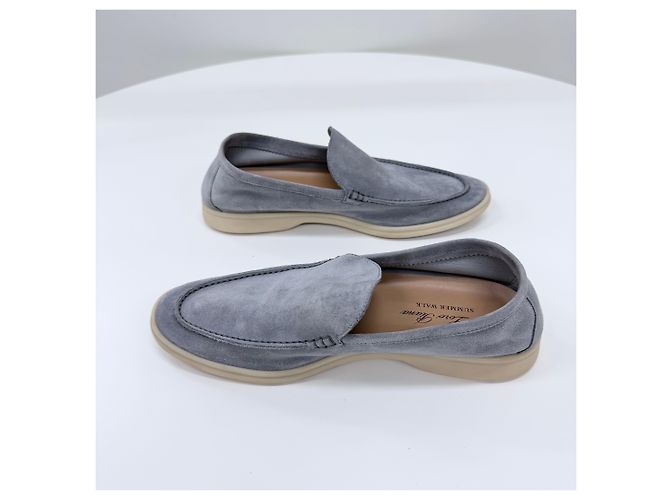 Loro Piana Mocassini in camoscio Summer Walk Grigio Marrone - vista 5