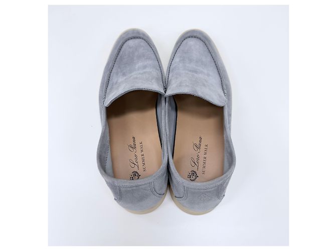 Loro Piana Mocassini in camoscio Summer Walk Grigio Marrone - vista 7