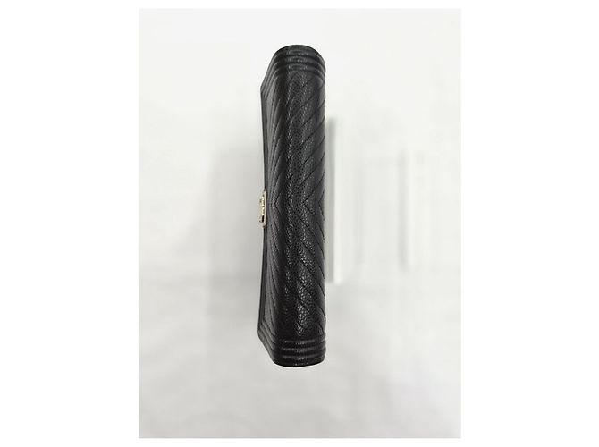 Chanel Boy Caviar Chevron lange Geldbörse in Schwarz mit silbernem Rand - Ansicht 11