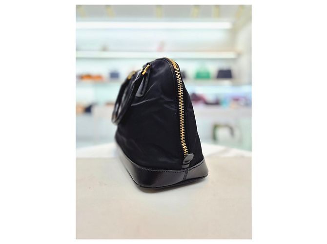 Prada Borsa Tote in nylon e pelle Saffiano Nero - vista 12