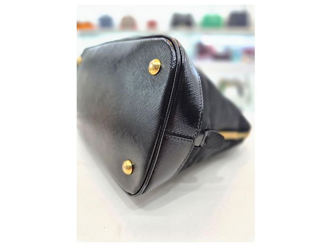 Prada Borsa Tote in nylon e pelle Saffiano Nero - vista 18