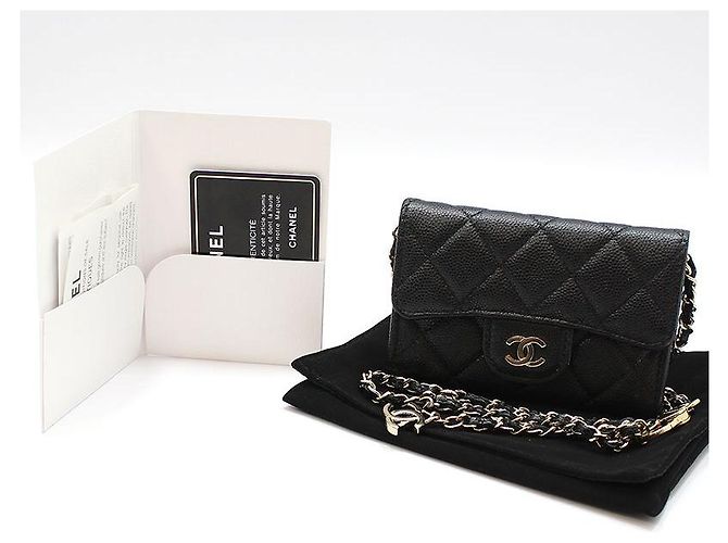 Chanel Classic Black Caviar Gold Mini Gürteltasche mit Kette Schwarz - Ansicht 2