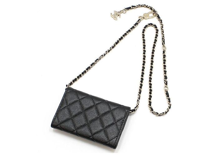 Chanel Classic Black Caviar Gold Mini Gürteltasche mit Kette Schwarz - Ansicht 4
