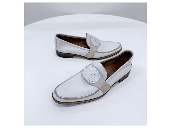 Hermès Mocassini in pelle bianchi Bianco - vista 3