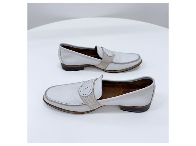 Hermès Mocassini in pelle bianchi Bianco - vista 5