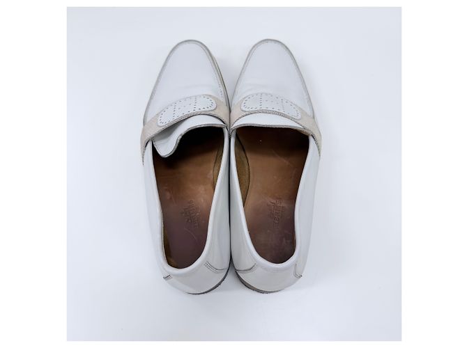 Hermès Mocassini in pelle bianchi Bianco - vista 7