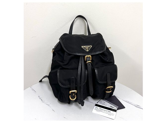 Prada Triangle Logo Nylon Backpack Black - view 2
