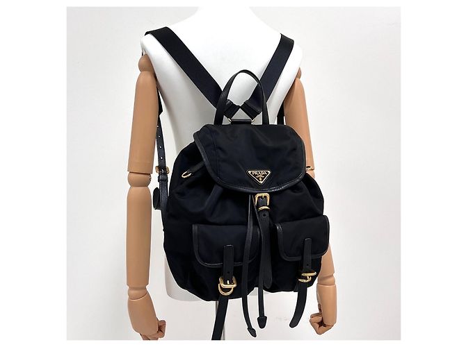 Prada Triangle Logo Nylon Backpack Black - view 3