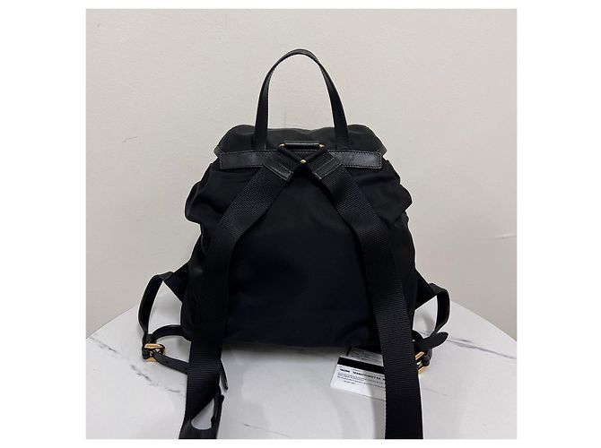 Prada Triangle Logo Nylon Backpack Black - view 4